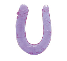Фиолетовый двойной фаллоимитатор DOUBLE HEAD DONG - 30 см.