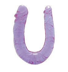 Фиолетовый двойной фаллоимитатор DOUBLE HEAD DONG - 30 см.