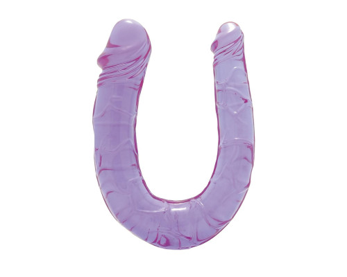 Фиолетовый двойной фаллоимитатор DOUBLE HEAD DONG - 30 см.