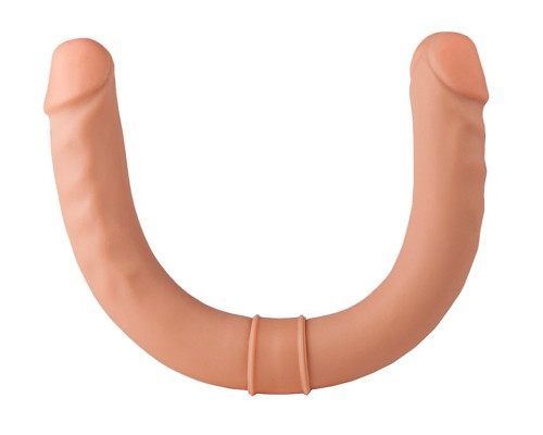 Двусторонний телесный фаллоимитатор с венками - 44 см.