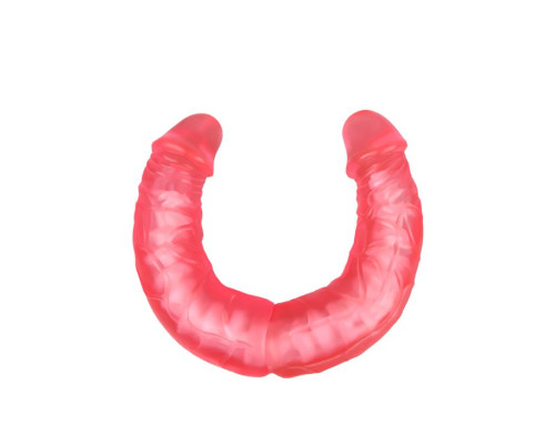Розовый двусторонний гнущийся фаллоимитатор - 36 см.