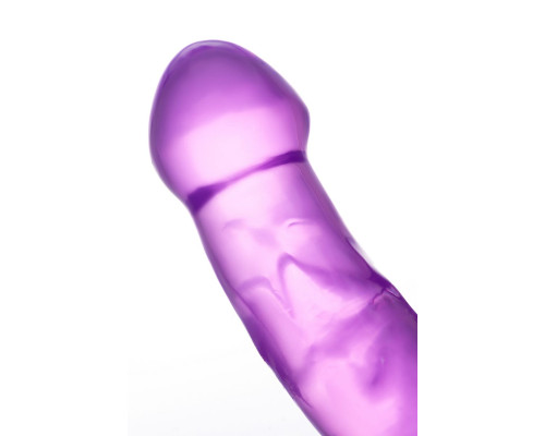 Фиолетовый двухсторонний фаллоимитатор с вибропулей - 35 см.