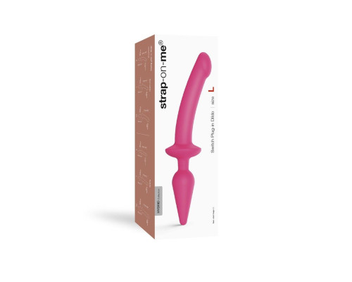 Розовый двусторонний фаллоимитатор Strap-On-Me Dildo Plug-In Switch size S
