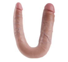 Телесный двусторонний фаллоимитатор U-Shaped Large Double Trouble - 44,4 см.
