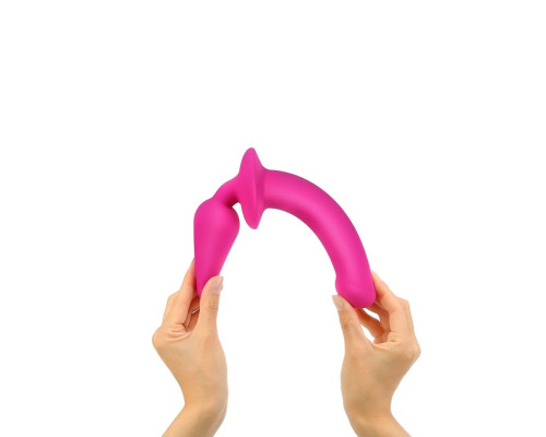 Ярко-розовый двусторонний фаллоимитатор Switch Plug-In Semi-Realistic Size L