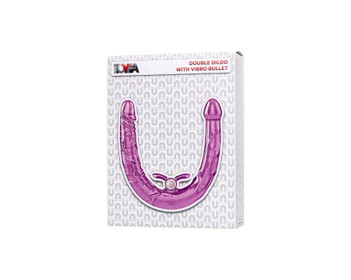Фиолетовый двухсторонний фаллоимитатор с вибропулей - 35 см.