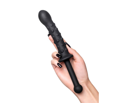 Черный двусторонний фаллоимитатор из силикона - 24,5 см.