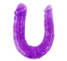 Двухголовый  фиолетовый фаллоимитатор - 29,8 см.