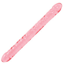 Розовый двухголовый фаллоимитатор Crystal Jellies - 45,7 см.