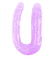 Фиолетовый двусторонний фаллоимитатор Hi-Rubber - 34 см.