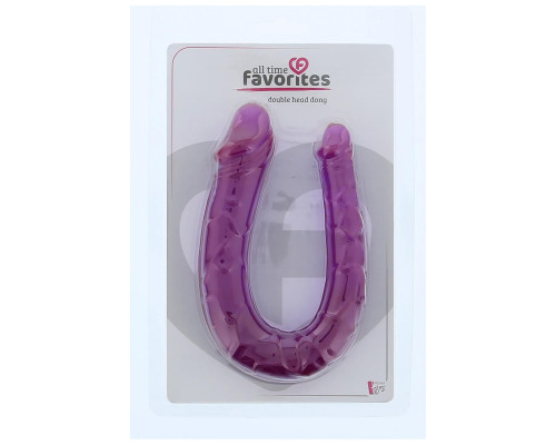 Фиолетовый двойной фаллоимитатор DOUBLE HEAD DONG - 30 см.