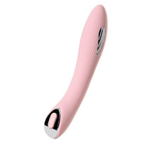 Розовый силиконовый вибратор с электростимуляцией TESLA G-POINT - 21 см.