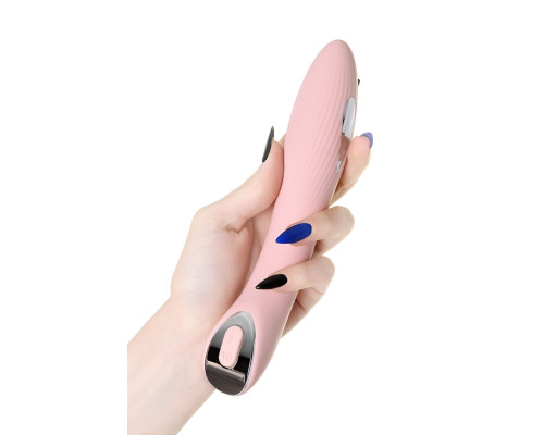 Розовый силиконовый вибратор с электростимуляцией TESLA G-POINT - 21 см.