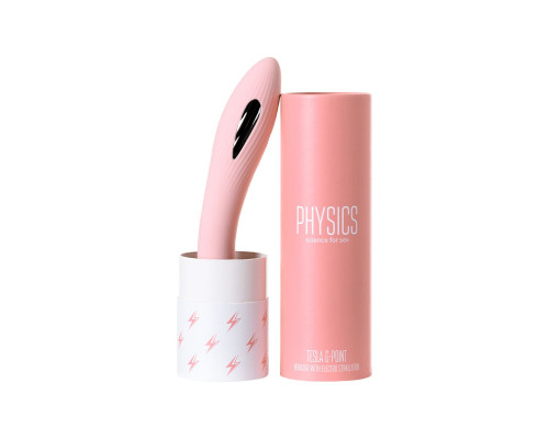 Розовый силиконовый вибратор с электростимуляцией TESLA G-POINT - 21 см.