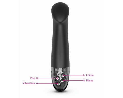 Черный вибратор с функцией электростимуляции Right on Ron - 17 см.