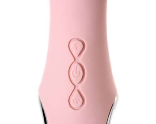 Розовый силиконовый вибратор с электростимуляцией GALVANI VIBE - 21 см.