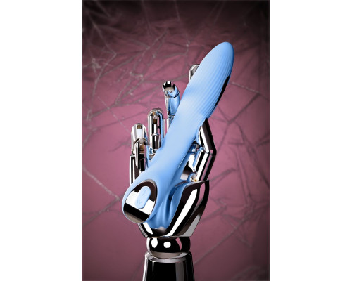 Голубой силиконовый вибратор с электростимуляцией TESLA G-POINT - 21 см.