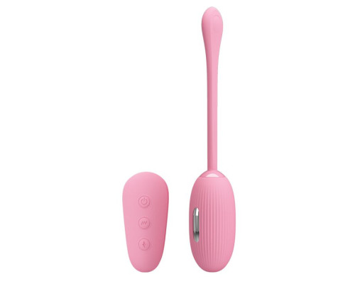 Нежно-розовое виброяйцо с функцией электростимуляции Shock Fun