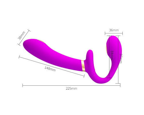 Лиловый безремневой страпон с функцией электростимуляции Thunderbird