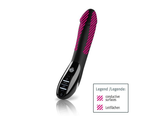 Вибратор с электростимуляцией Tickling Truman Black Edition - 27 см.