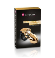 Золотистый пояс верности Pubic Enemy No1 Gold Edition для электростимуляции