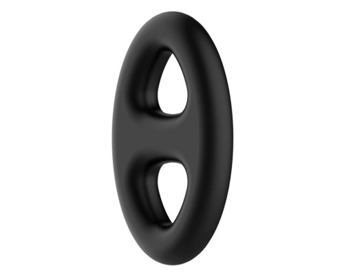 Чёрное эрекционное кольцо с петлёй для мошонки