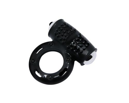 Черное эрекционное кольцо с 10 режимами вибрации