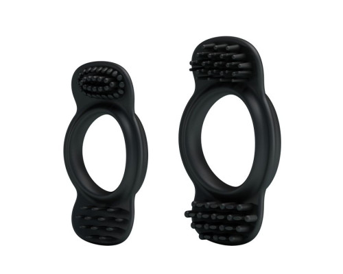 Набор из 2 эрекционных колец с щеточками для наружной стимуляции
