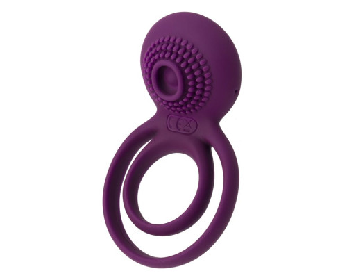 Фиолетовое эрекционное виброкольцо Tammy с подхватом мошонки