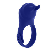 Синее эрекционное виброкольцо с клиторальной подушечкой и пультом ДУ Adjustable Fun Ring