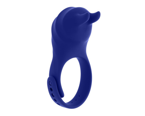 Синее эрекционное виброкольцо с клиторальной подушечкой и пультом ДУ Adjustable Fun Ring