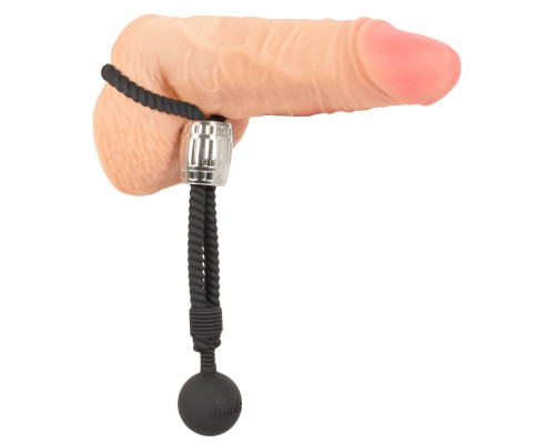 Черное эрекционное лассо с шариком-утяжелителем Heavy Rope