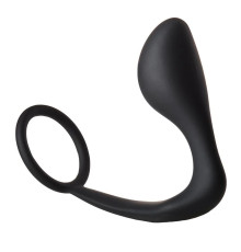 Черное эрекционное кольцо с анальной пробкой Anal Plug With Cockring