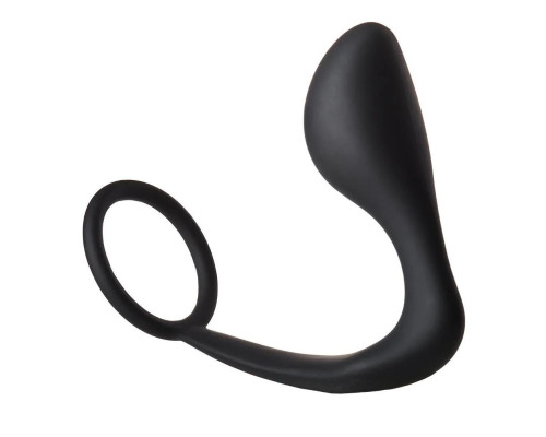 Черное эрекционное кольцо с анальной пробкой Anal Plug With Cockring