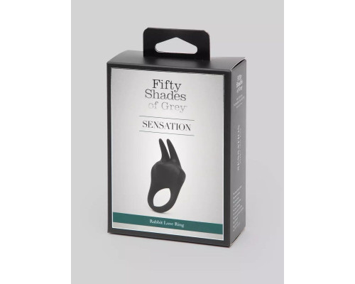 Черное эрекционное виброкольцо Sensation Rechargeable Vibrating Rabbit Love Ring