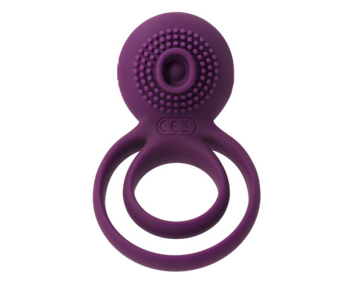 Фиолетовое эрекционное виброкольцо Tammy с подхватом мошонки