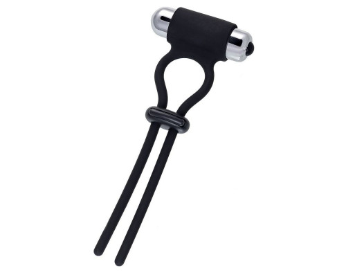 Черное эрекционное лассо на пенис Jat