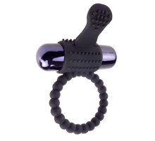 Черное эрекционное виброкольцо Vibrating Silicone Super Ring