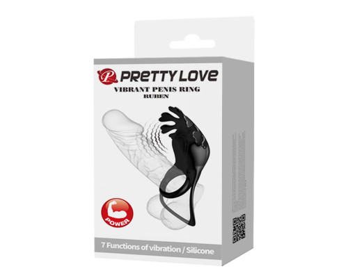 Черное эрекционное кольцо с вибрацией Ruben