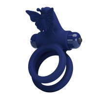 Синее эрекционное кольцо с вибростимуляцией клитора