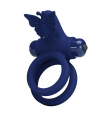 Синее эрекционное кольцо с вибростимуляцией клитора