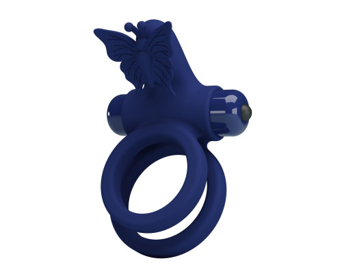 Синее эрекционное кольцо с вибростимуляцией клитора