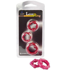 Набор из 3 малиновых рельефных эрекционных колец