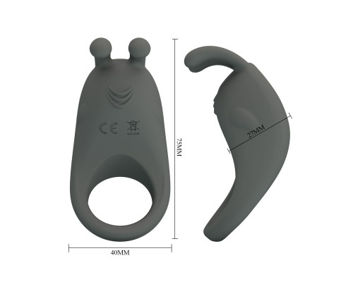 Серое эрекционное кольцо с вибрацией Master Ring