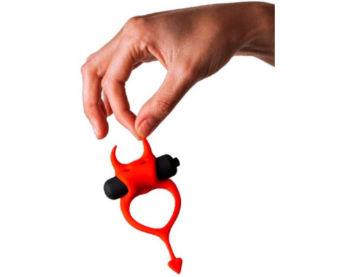 Красное эрекционное кольцо в форме дьяволенка DEVOL COCKRING