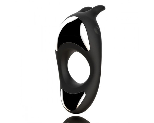 Черное эрекционное кольцо с двумя моторами Zeus Dual Vibe Cock Ring