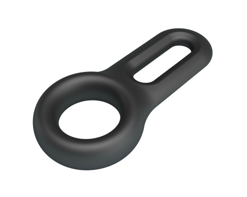 Черное эрекционное кольцо Oniel с петлёй для мошонки