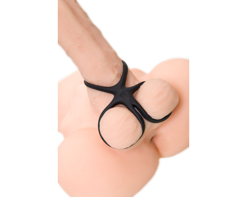 Черное тройное кольцо на пенис Kraken