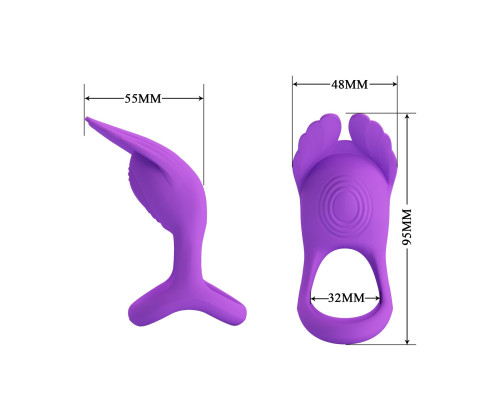 Фиолетовое перезаряжаемое виброкольцо на пенис Silas