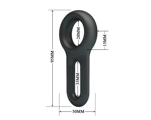 Черное эрекционное кольцо Oniel с петлёй для мошонки